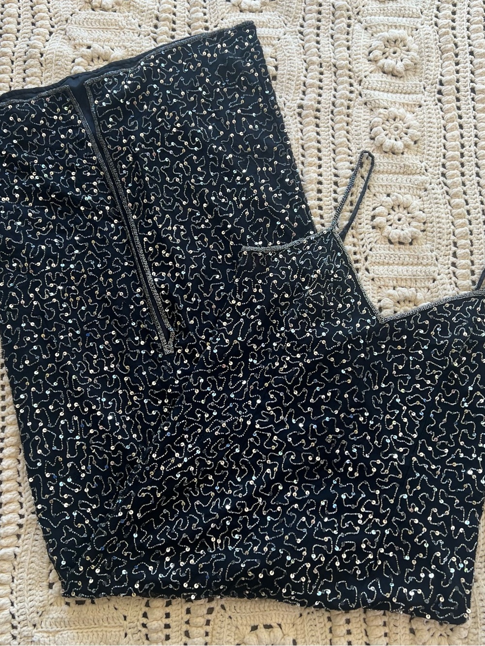 Scala 100% Silk Sequin & Beaded Maxi Dress